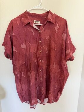 Paradise Now Hawaii Anthurium Tropical Print Shirt Dress Beach Medium